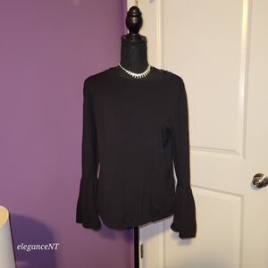 Worthington Black Flow Sleeve Blouse Sz: L